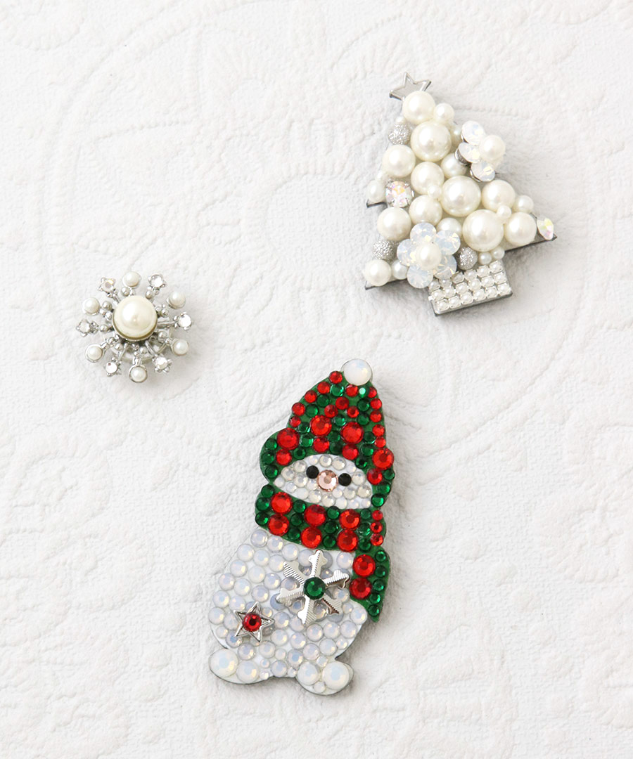 ヴァンテーヌ マグネット式ブローチ ツリーモチーフ パール×ストーン