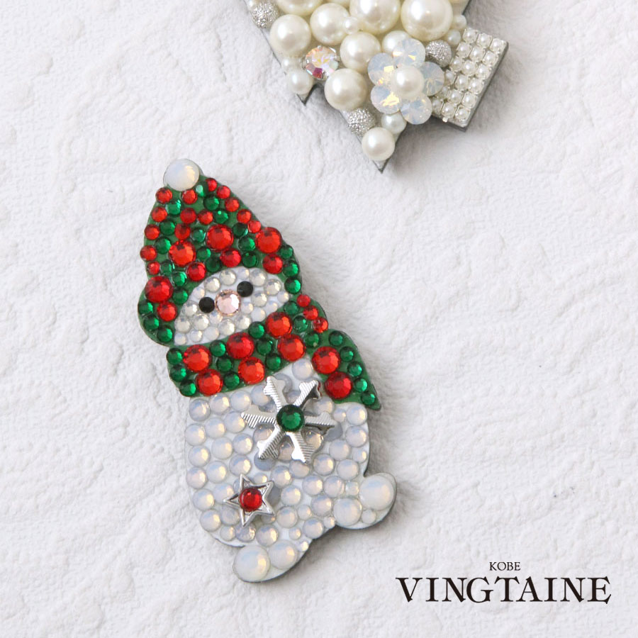 ヴァンテーヌ マグネット式ブローチ スノーマンモチーフ 雪だるま Xmas