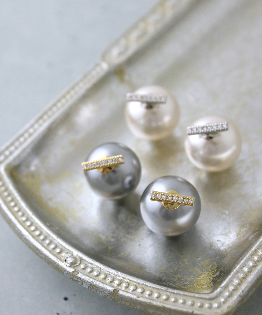 パール バックキャッチ ピアス キュービックジルコニア