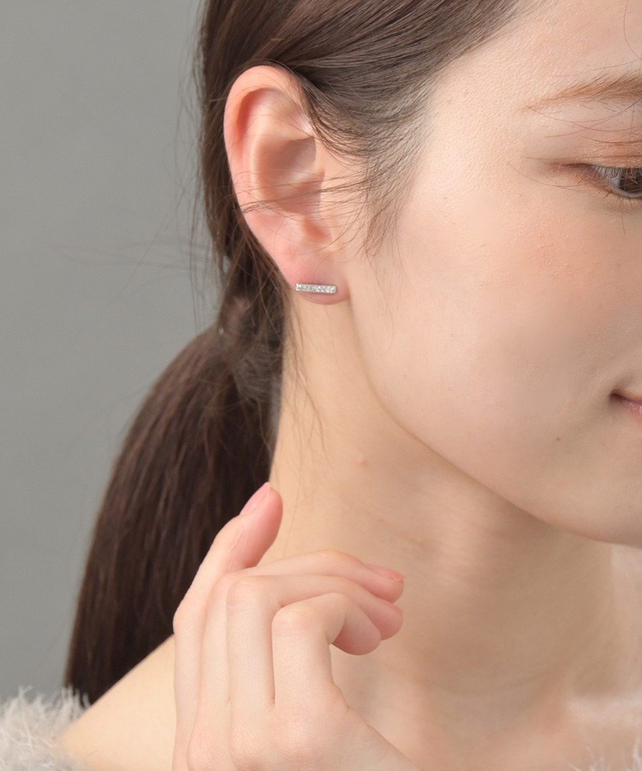 パール バックキャッチ ピアス キュービックジルコニア
