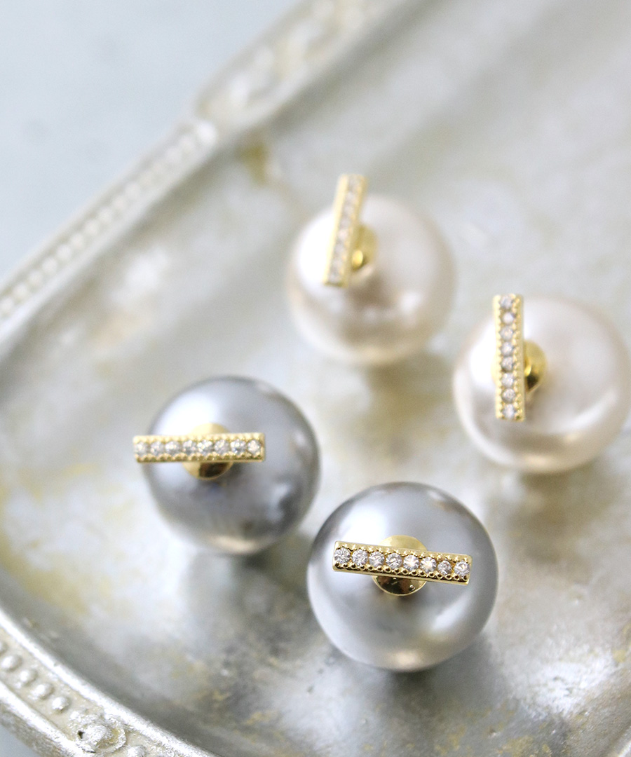 パール バックキャッチ ピアス キュービックジルコニア