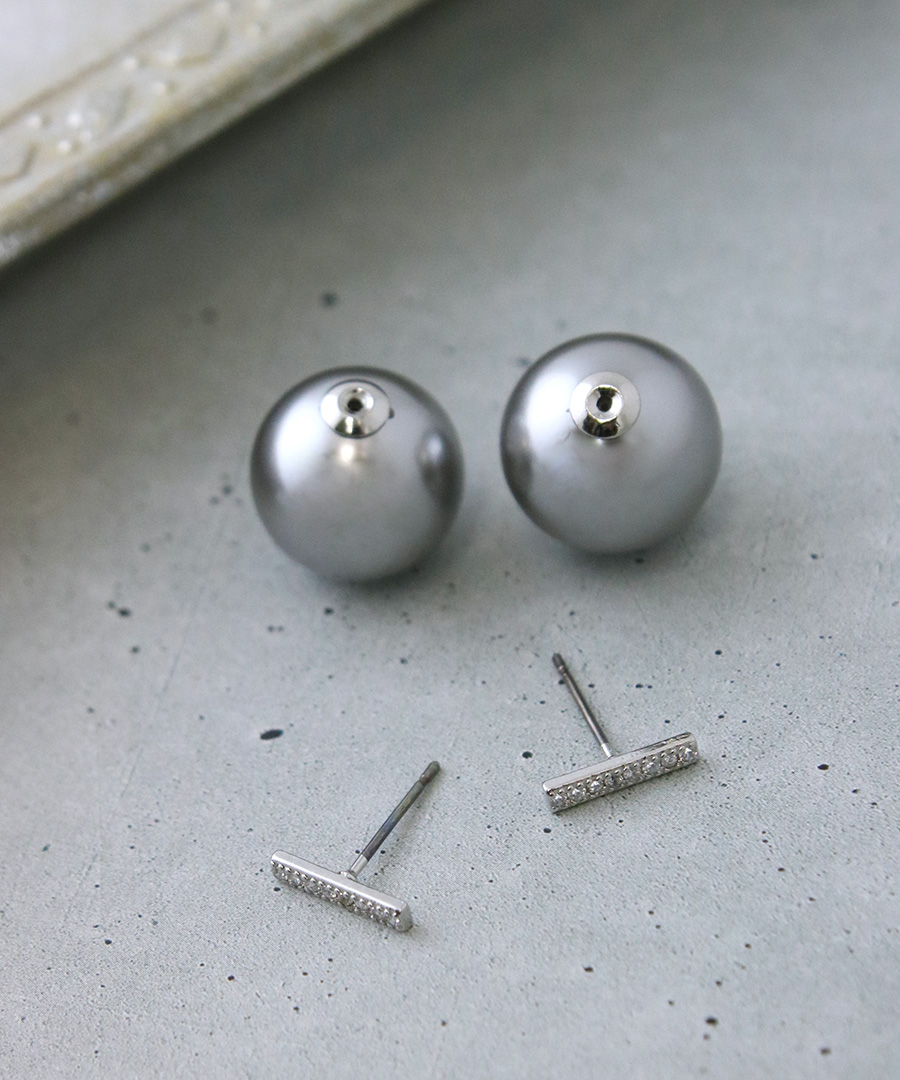 パール バックキャッチ ピアス キュービックジルコニア
