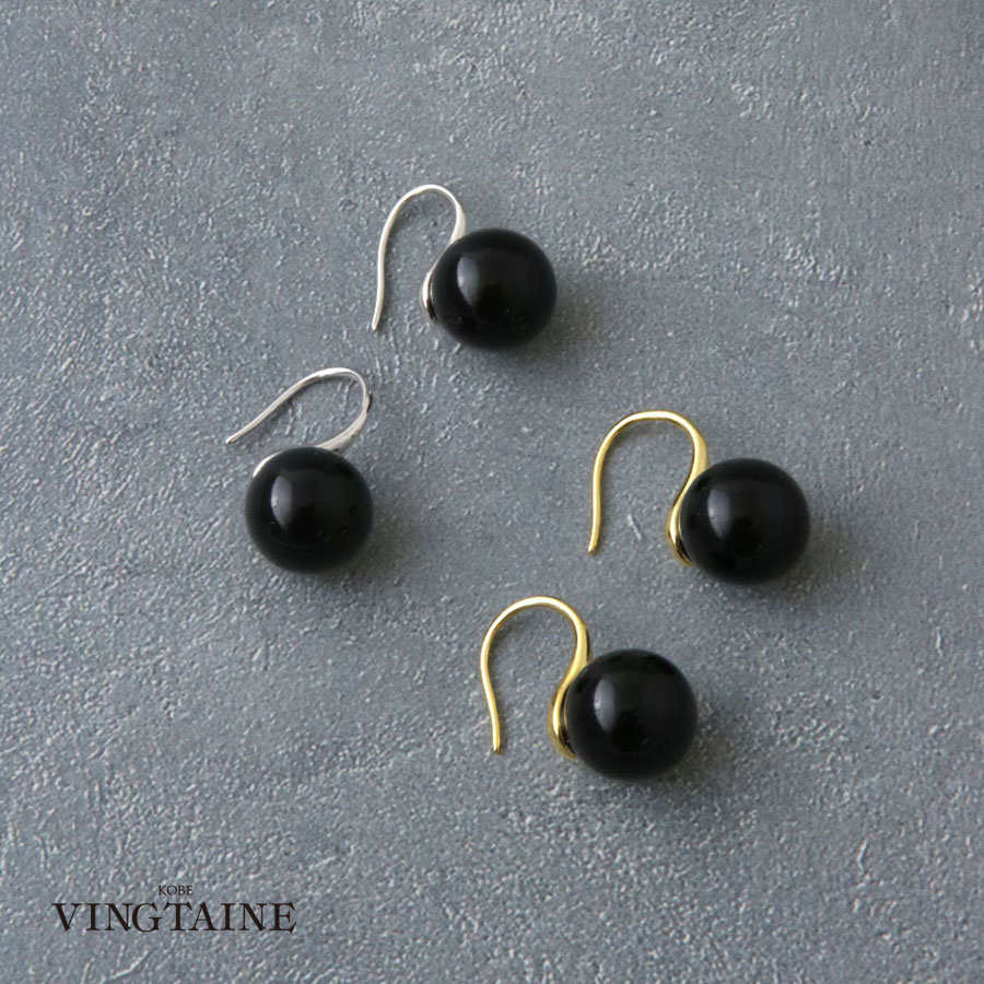 10mm ブラックボール フックピアス