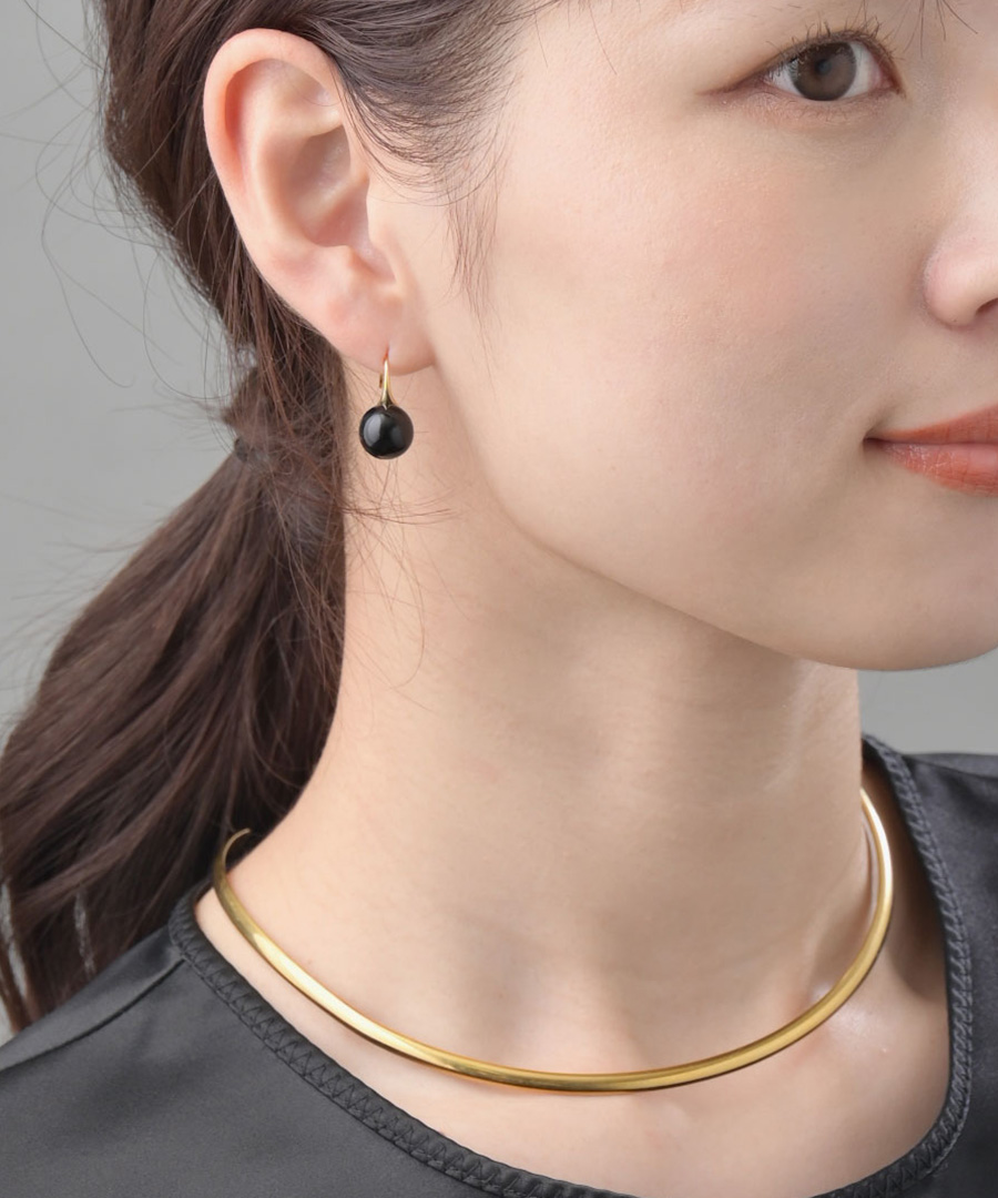 10mm ブラックボール フックピアス