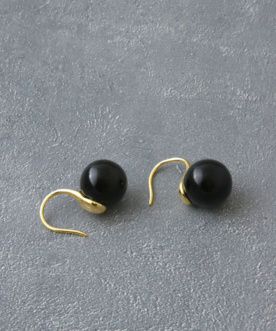 10mm ブラックボール フックピアス