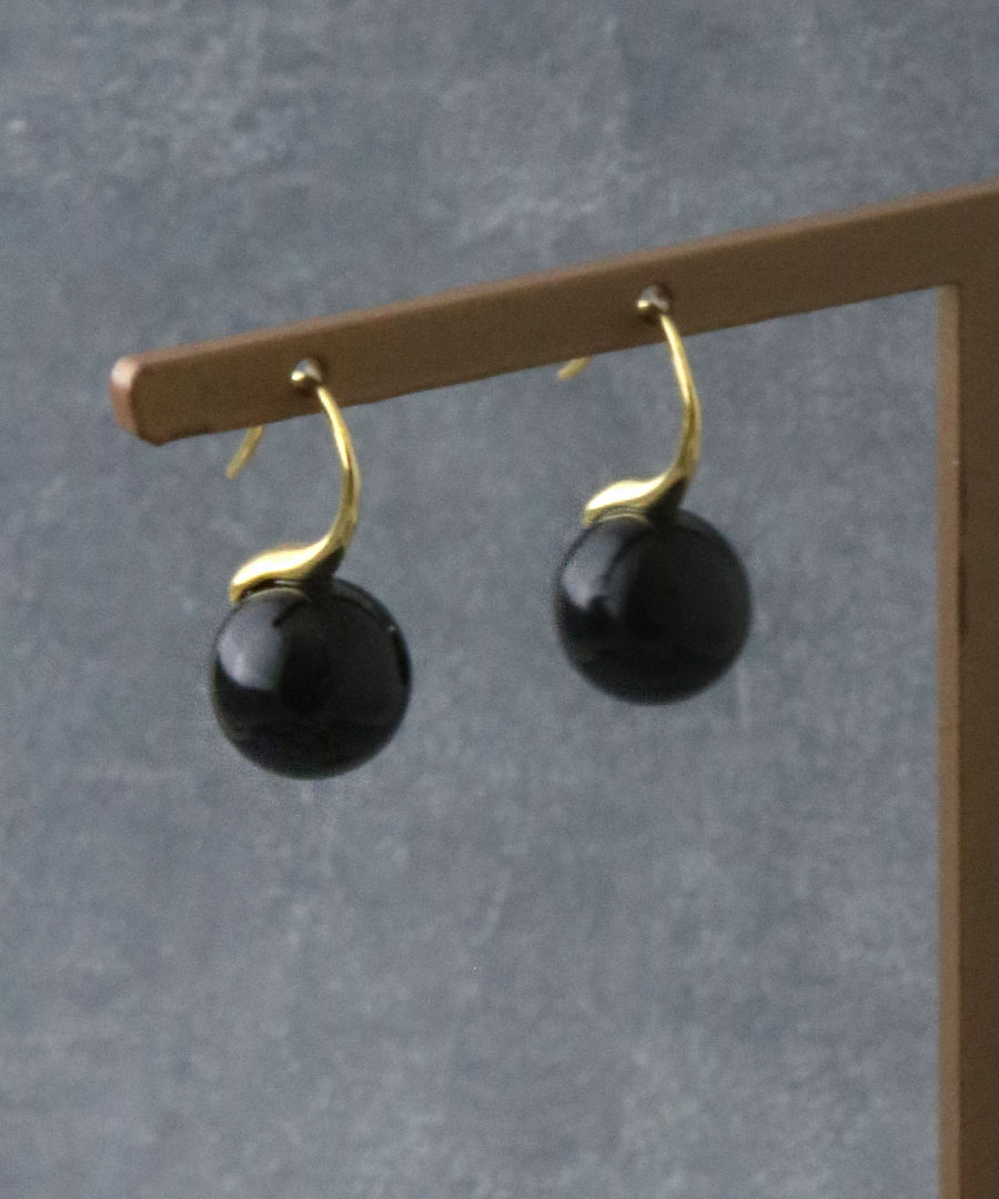 10mm ブラックボール フックピアス