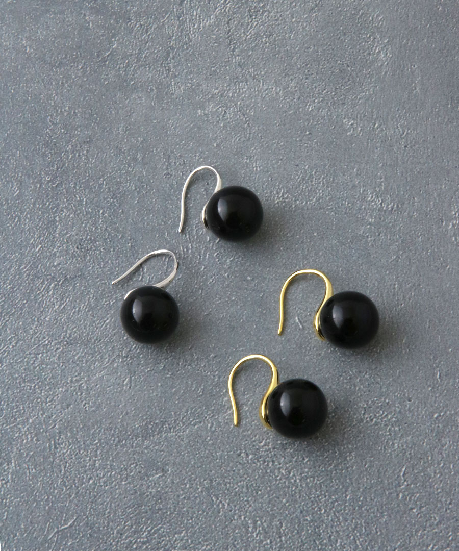 10mm ブラックボール フックピアス