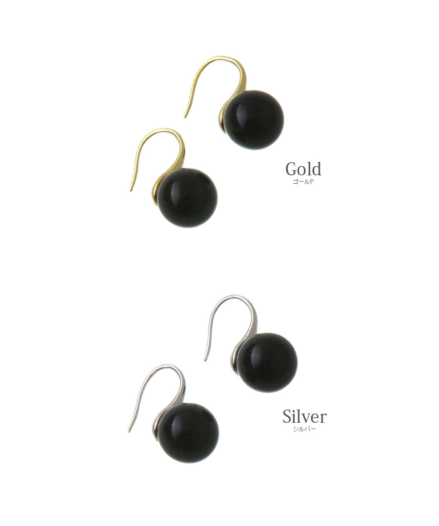 10mm ブラックボール フックピアス