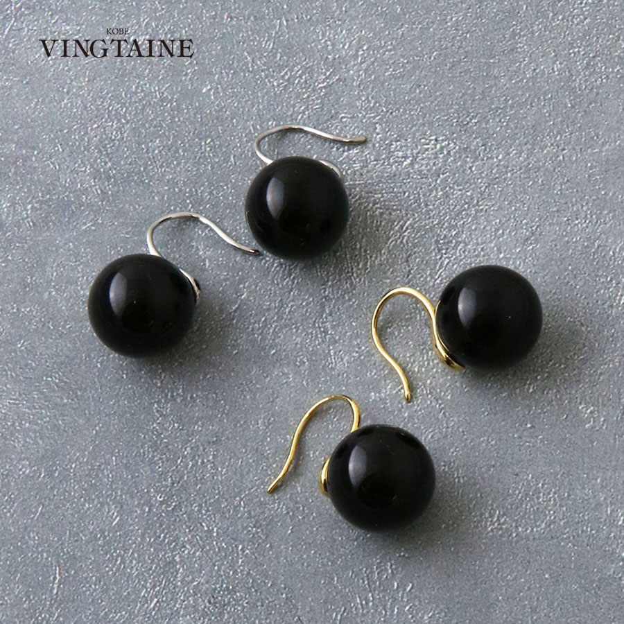 14mm ブラックボール フックピアス