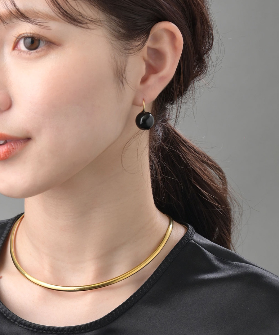 14mm ブラックボール フックピアス