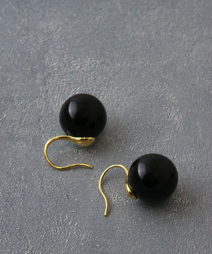 14mm ブラックボール フックピアス