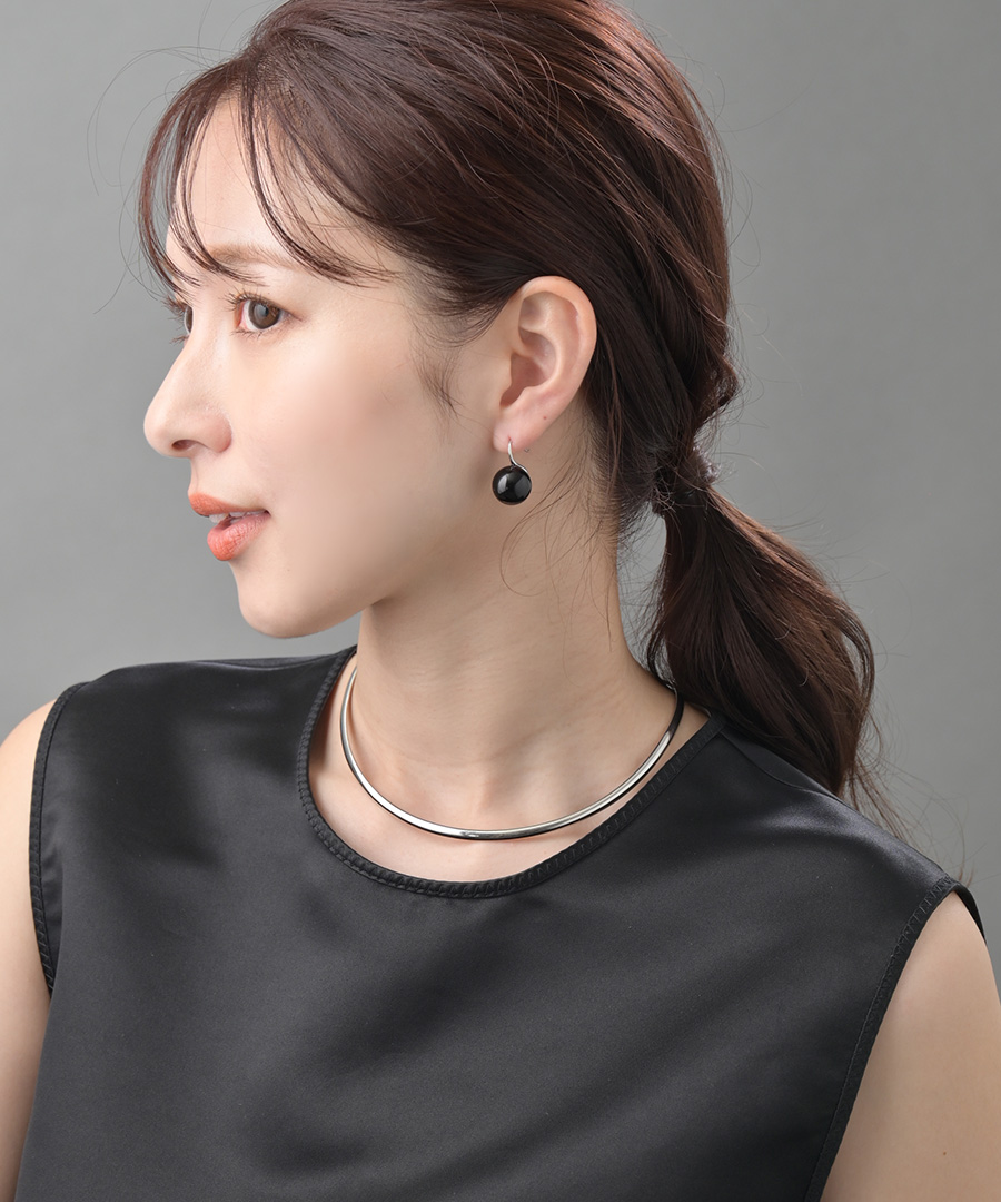 14mm ブラックボール フックピアス