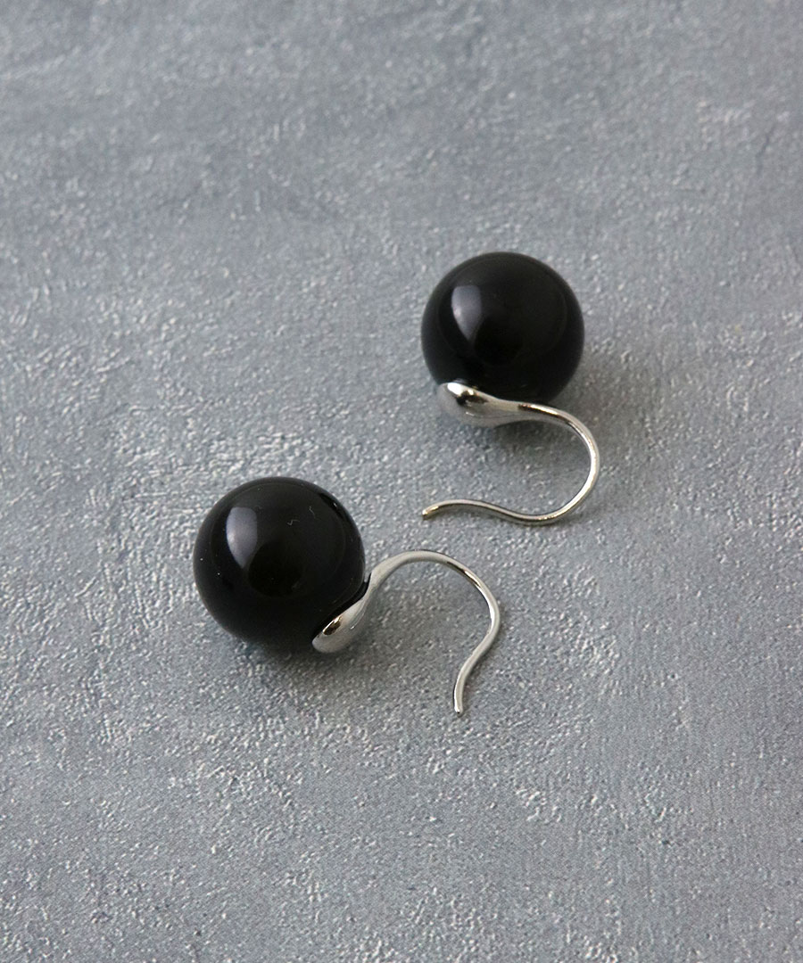 14mm ブラックボール フックピアス