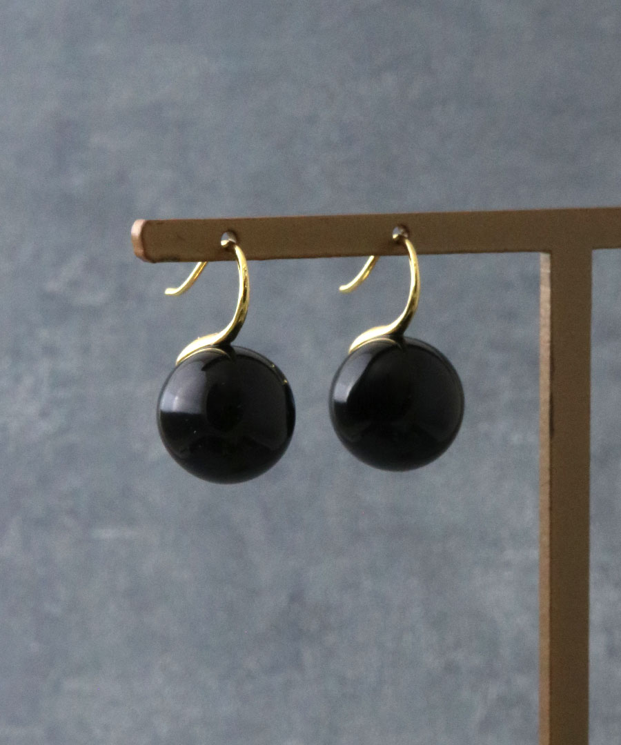 14mm ブラックボール フックピアス
