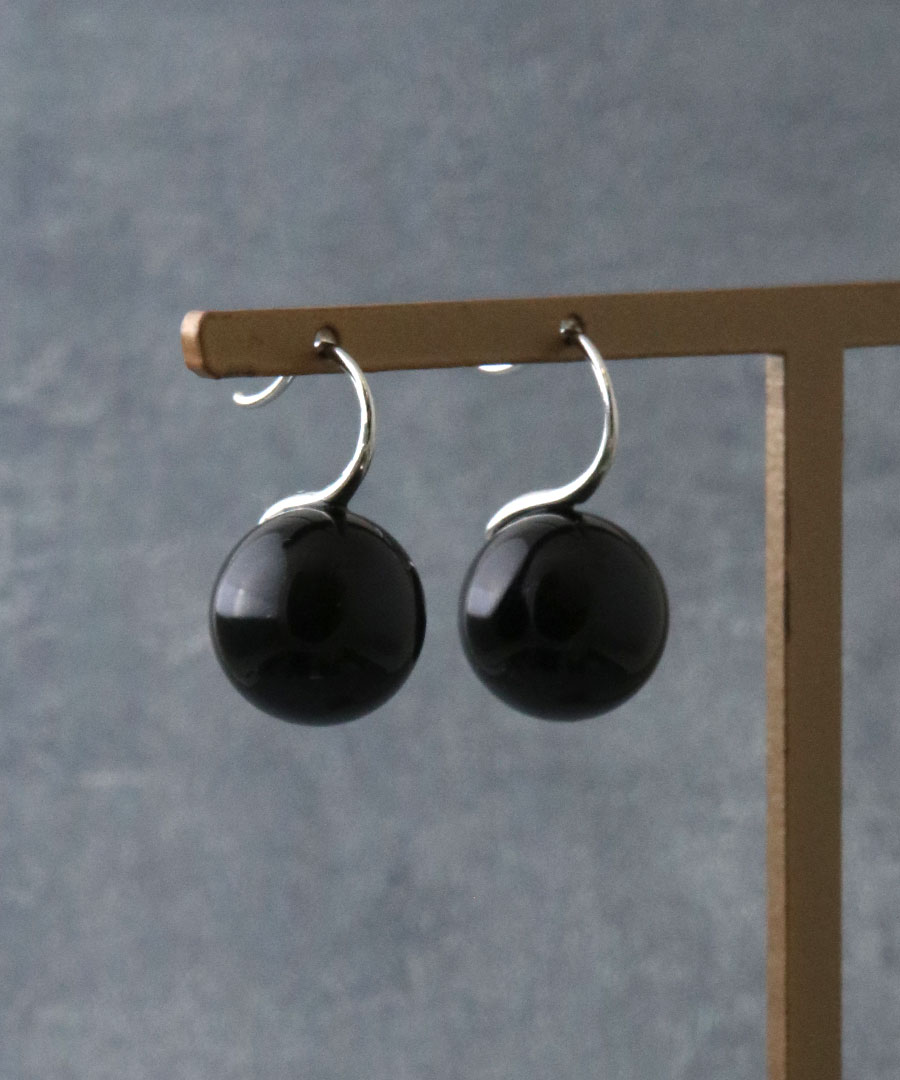 14mm ブラックボール フックピアス