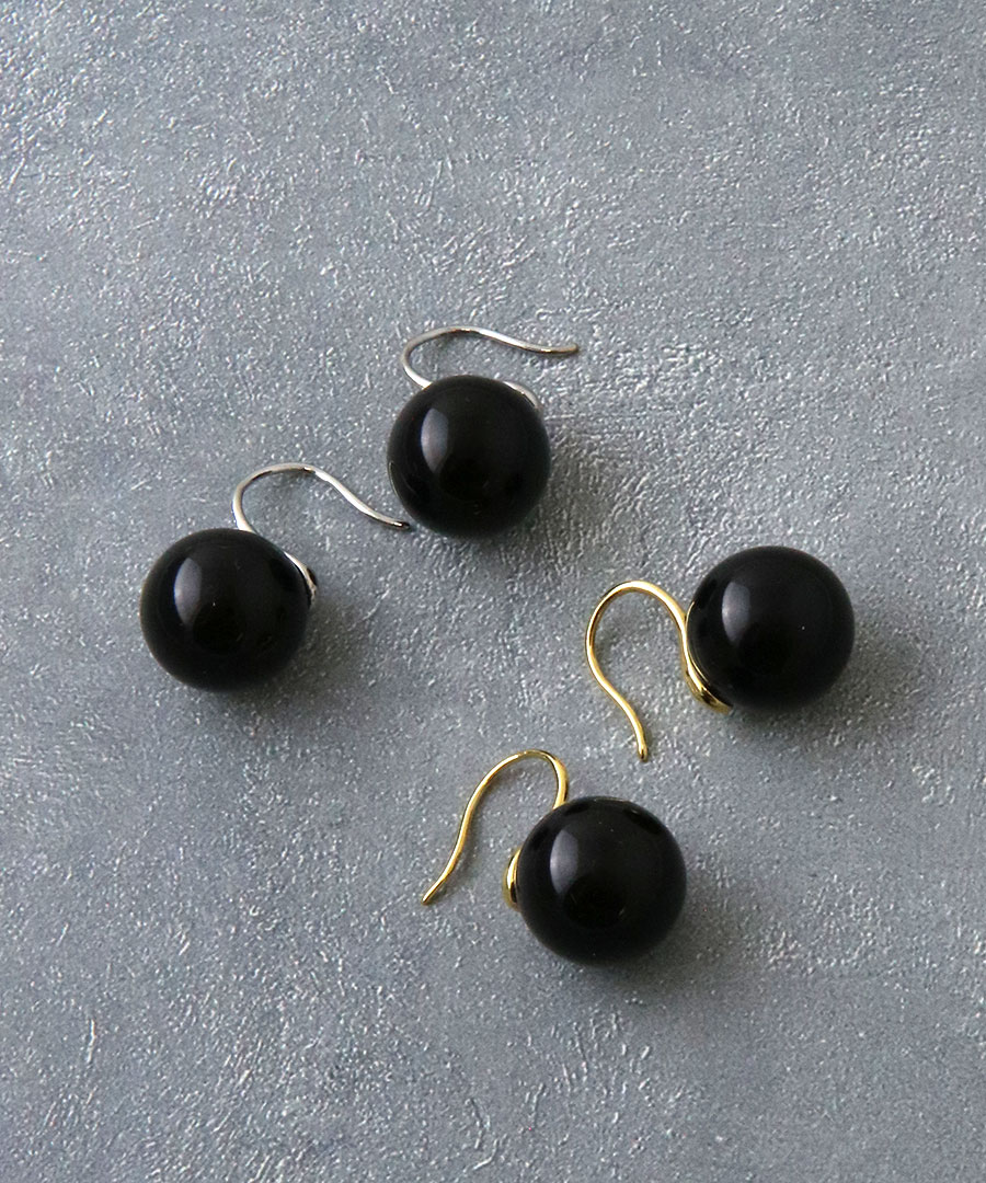 14mm ブラックボール フックピアス