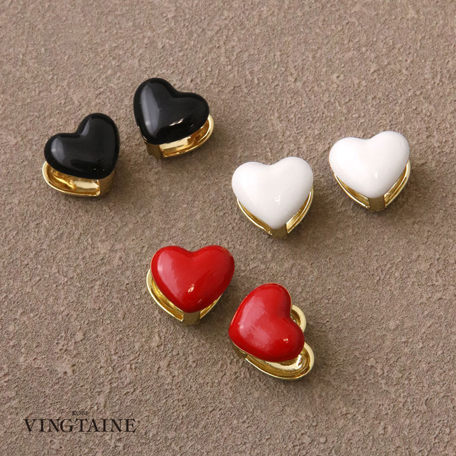 ハート ピアス キャッチレス リバーシブル 2WAY ワンタッチ