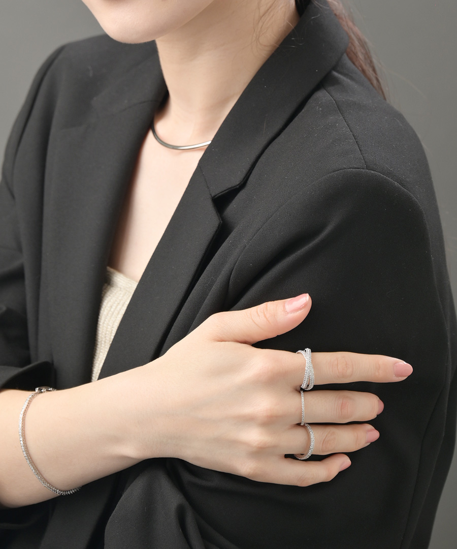 パヴェ クロス エタニティリング