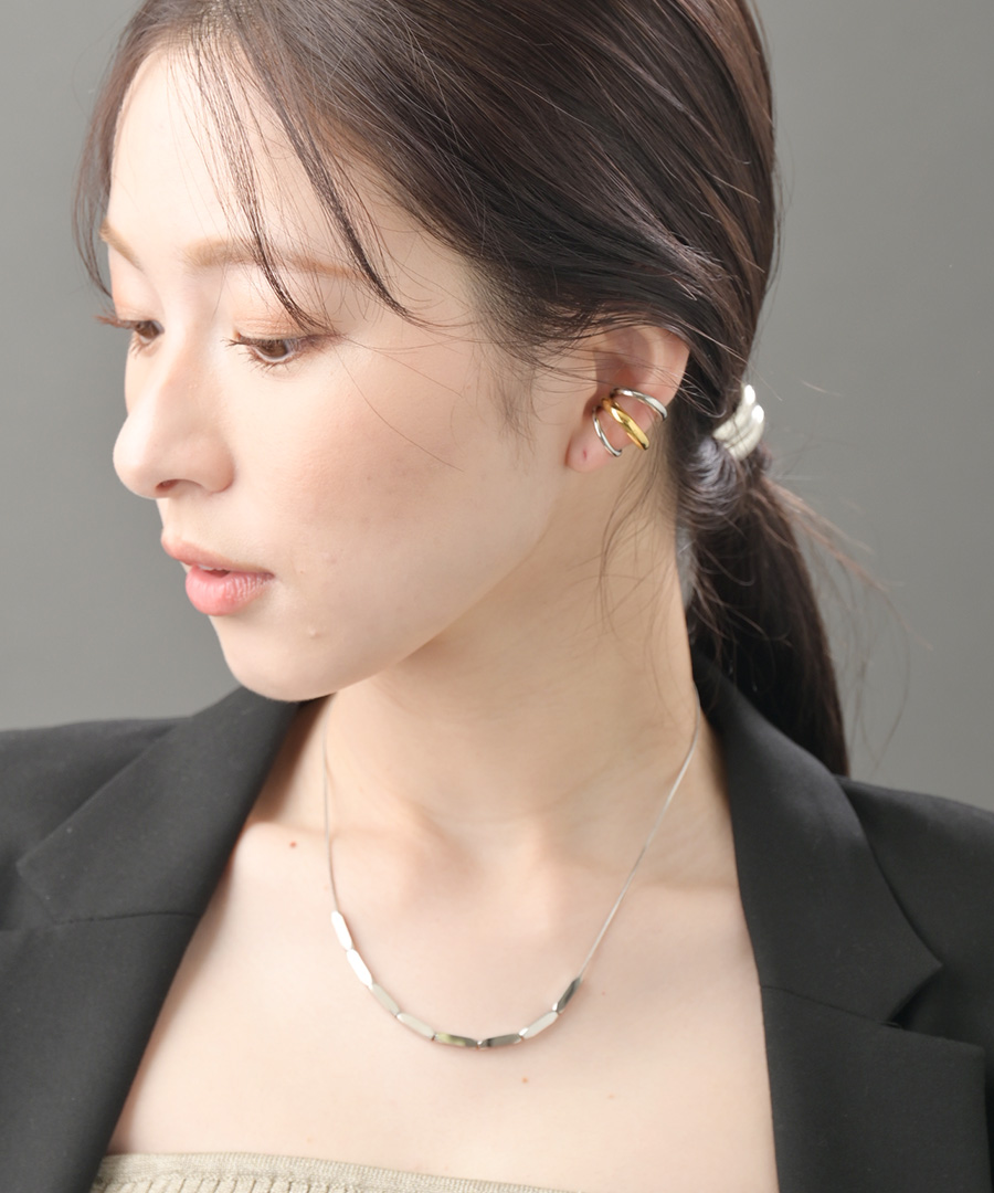 金属アレルギー対応3連コンビカラーイヤーカフ