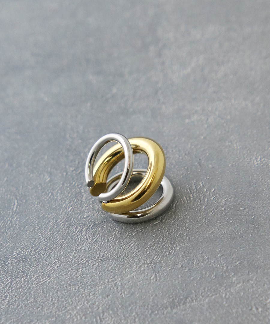 金属アレルギー対応3連コンビカラーイヤーカフ