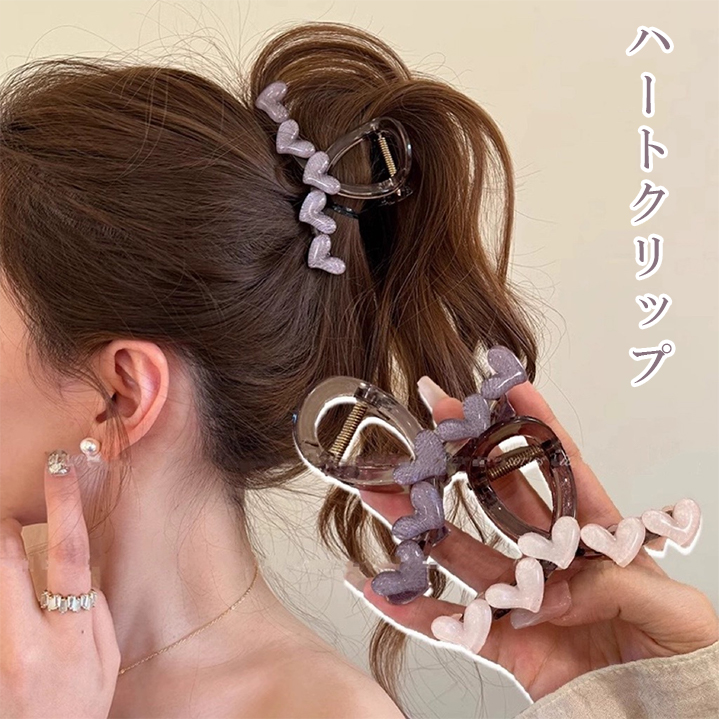 Yahoo! Yahoo!ショッピング(ヤフー ショッピング)ハートヘアクリップ  3カラーハート オフィス 髪留め クリップ 可愛い シンプル オシャレ まとめ 髪　大人韓国アクセサリー  上品 人気 髪留め