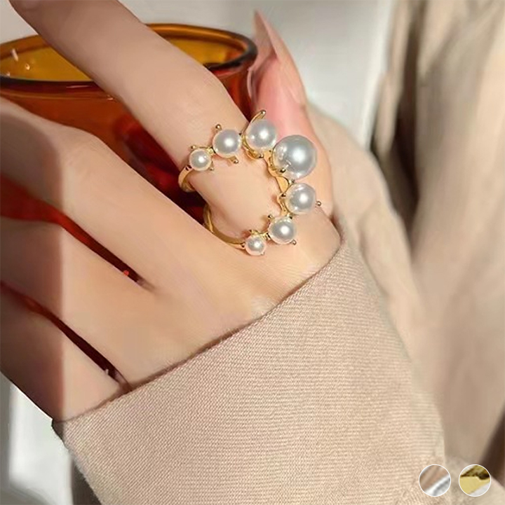 パール リング レディース フリーサイズ リング 指輪 パールリング 指輪 パールリング 華やかリング パーティー 結婚式 パールアイテム