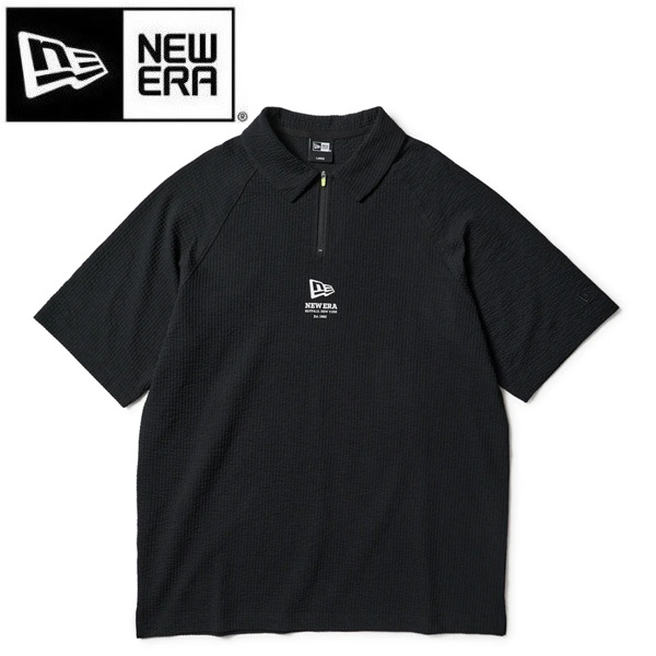 NEW ERA（ニューエラ） ゴルフ 半袖 ポロシャツ シアサッカー ブラック