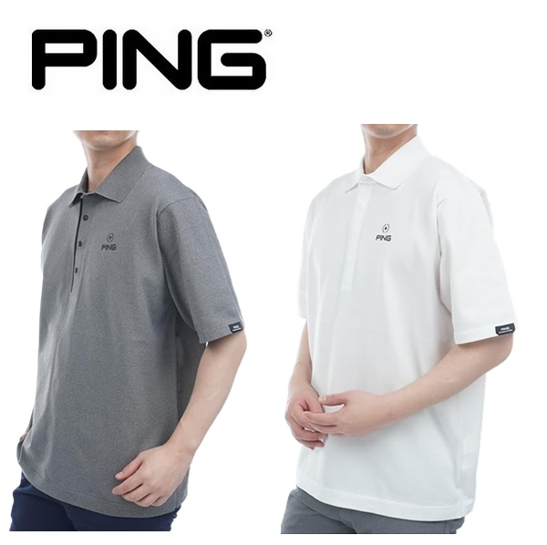 PING（ピン） ゴルフ メンズ ワンポイントロゴ 半袖 ニットポロシャツ