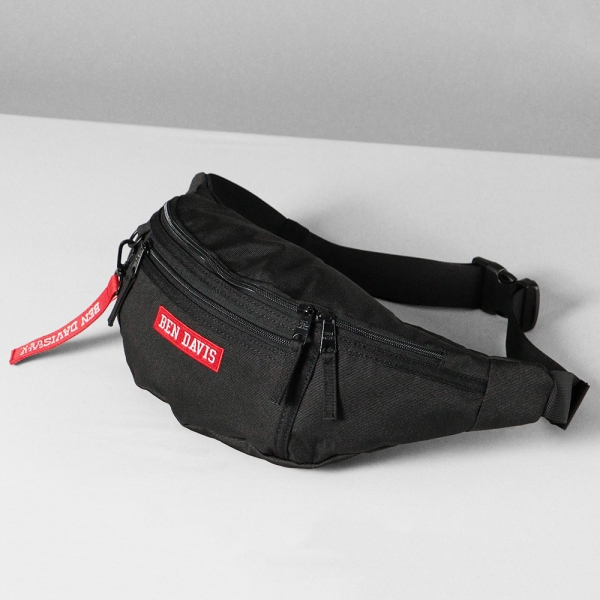 ADMJ デイビス ボディバッグ ブラック BEN DAVIS（ベンデイビス） ボディバッグ LOGO TAPE WAISTBAG ロゴ