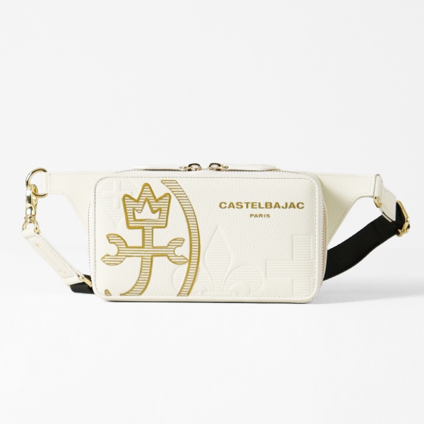 【美品】カステルバジャック ボディバッグ リンク 白 金 レザー ワンショルダー CASTELBAJAC（カステルバジャック） ボディバッグ カヌレ ワン