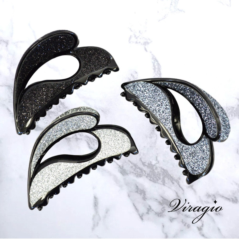 すぐ届く♪トリオンフ フレーム ヘアクリップ / ストラス heyep(ヘイップ) Logo Rhinestone Square Hair Clip-2Piece Set