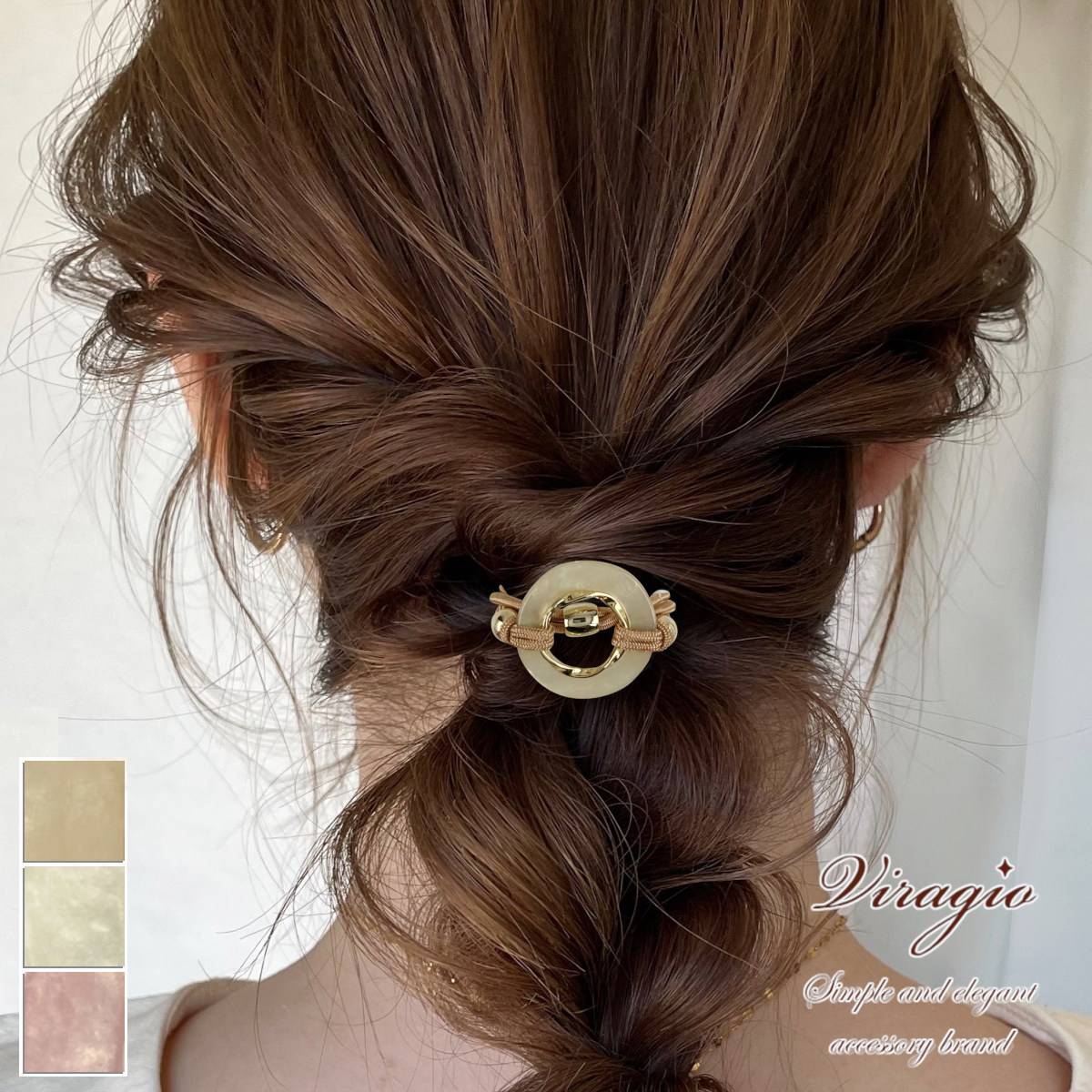 ヘアアクセサリー 髪留め ファッション小物 ヘアゴム ラムスキン 白 vi-0960sam1-a.jpg