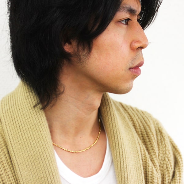 メンズ ネックレス チェーン 18金 パイプロープチェーン 18K ゴールド K18 K18WG K18YG メンズジュエリー 男性 アクセサリーホワイトゴールド イエローゴールド |  | 02