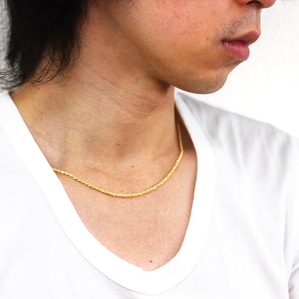 メンズ ネックレス チェーン 18金 パイプロープチェーン 18K ゴールド K18 K18WG K18YG メンズジュエリー 男性 アクセサリーホワイトゴールド イエローゴールド |  | 03
