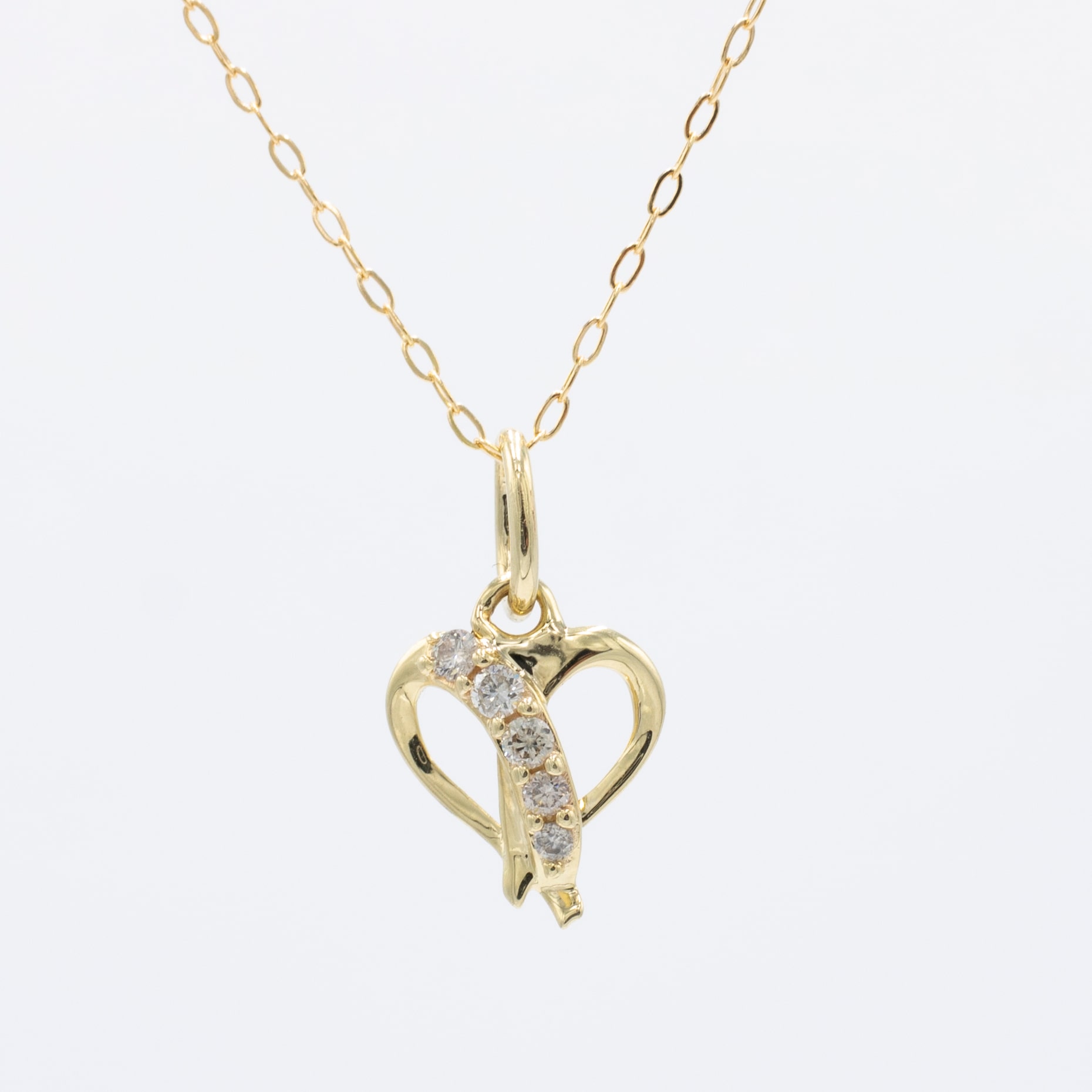 天然ダイヤモンド 計0.05ct ハート モチーフ ネックレス K10 ホワイトゴールド イエローゴールド WG YG PG PO11743