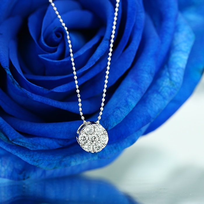 ダイヤモンド ネックレス ダイヤ K18ホワイトゴールド 0.2ct 無色透明!天然 7粒 セブンストーン ペンダント レディース