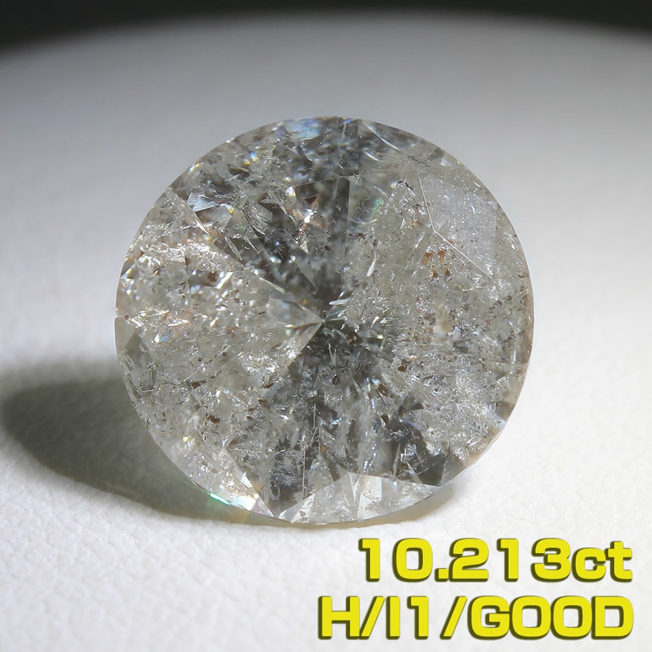 �V�R �_�C�������h 10.213ct �J���[ H/�N�����e�B I1/�J�b�g GOOD K18WG �y���_���g �l�b�N���X10ctUp 10�J���b�g �ꗱ �P�� �嗱 �V�R�_�C�������h ���f�B�[�X