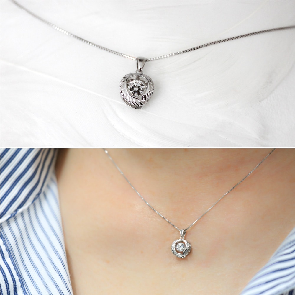 ダイヤモンド 一粒 ネックレス ダンシングストーン 0.15ct K18 天然ダイヤモンド ダイヤ ペンダント ホワイトゴールド WG YG PG 18K 揺れるの画像