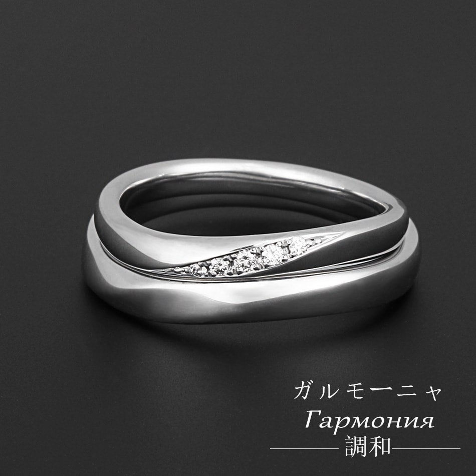 【レディース エンゲージリング】Pt950 プラチナハード マリッジリング ガルモーニャ〜調和〜 VM0007 |  | 02