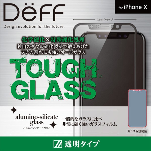 Deff TOUGH GLASS フルカバー 通常 for iPhone X