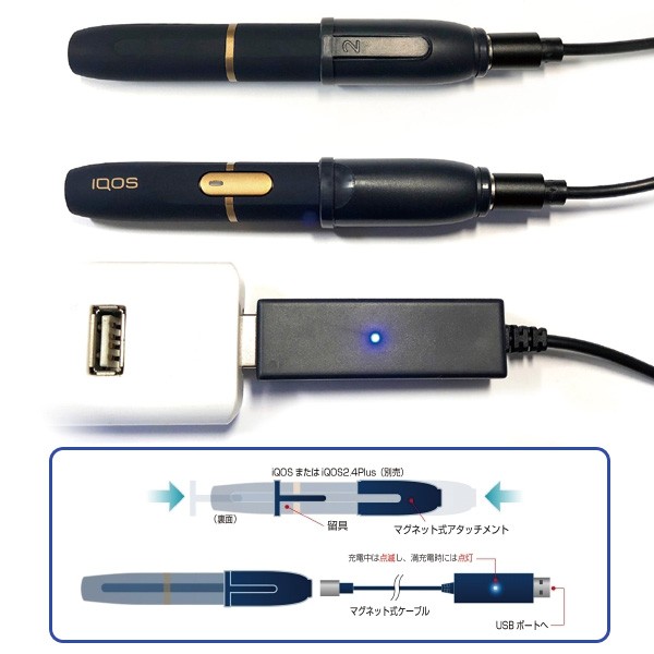 IQOS専用マグネット式充電アタッチメント＆ケーブル パソコンや
