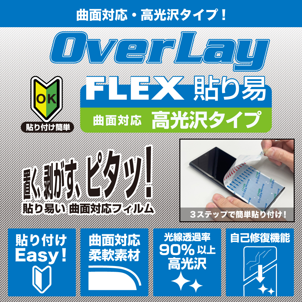 iPhone Duo インナーディスプレイ用 保護フィルム OverLay FLEX 貼り易 高光沢 for アイフォーン デュオ 液晶保護 曲面対応 高透過 関連画像1