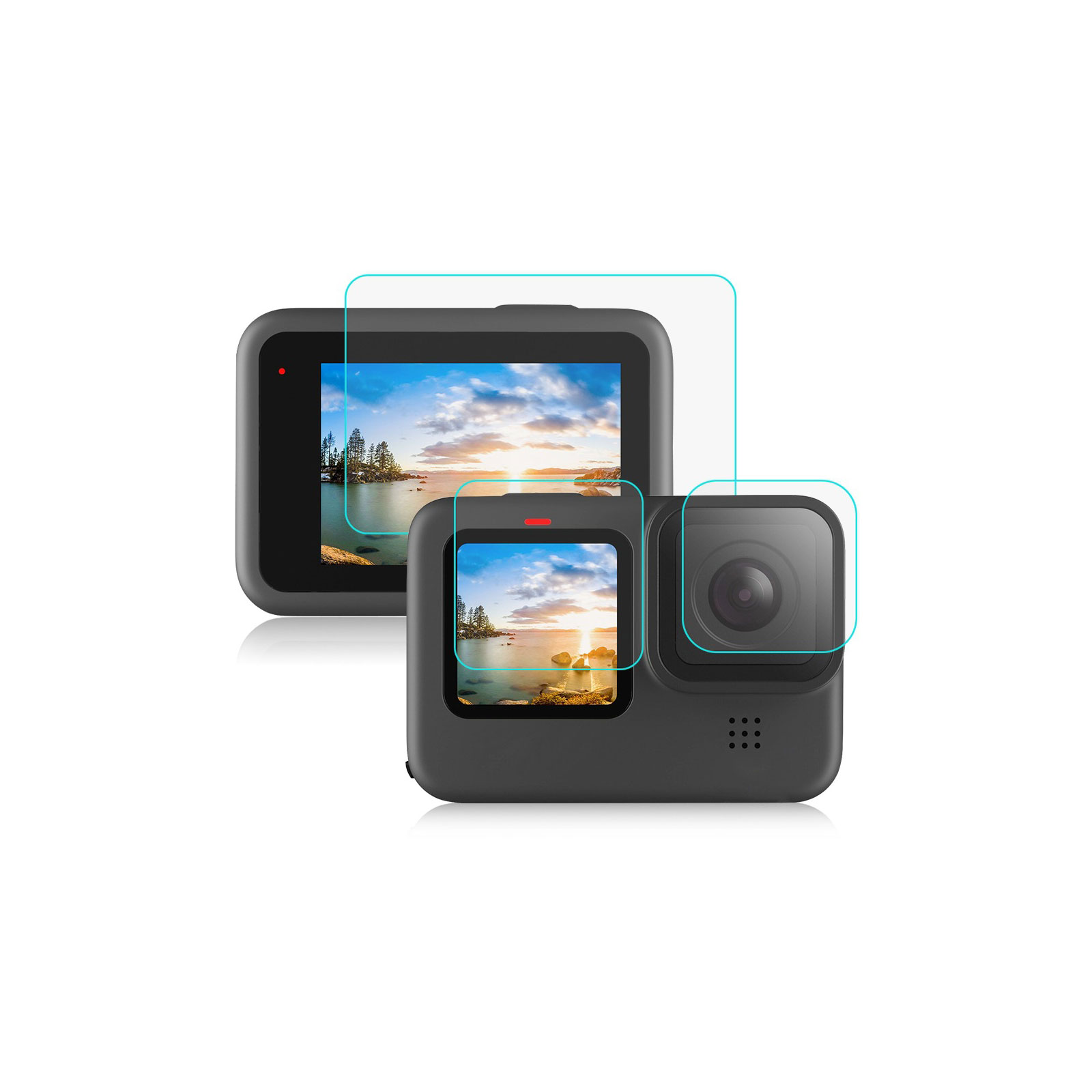 GoPro Hero12 Black ゴープロヒーロー12 ブラック ビデオカメラ デュアルLCDスクリーンとレンズ保護フィルム 高透過 強化ガラス 硬度9H 傷つき防止 保護シート｜visos-store｜02
