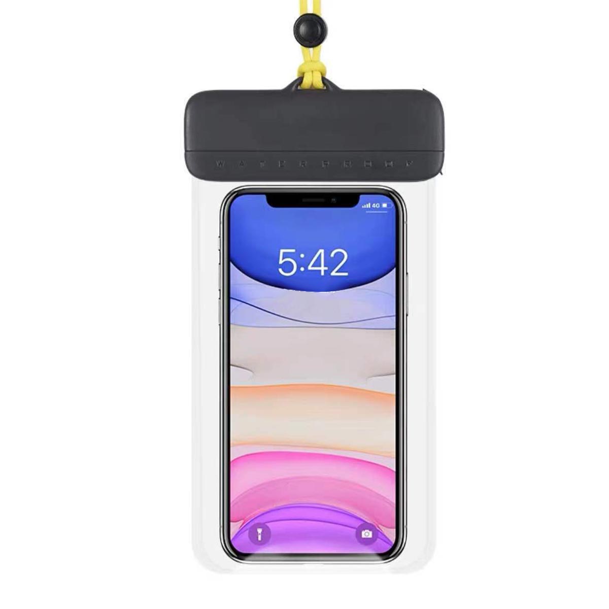 防水ケース 水泳 潜水 TPU素材   iPhone Android 7インチ以下全機種対応 スマホケース 透明 ケース  ネックストラップ IPX8防水レベル｜visos-store｜05