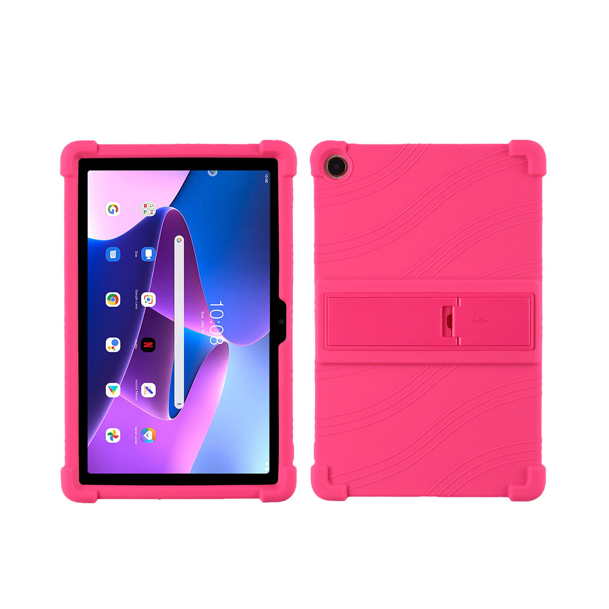 NEC LAVIE Tab T10 T1055/EAS PC-T1055EAS 10.1インチ ケース シリコン スタンド機能 CASE 落下防止 四隅耐衝撃 エアクッション技術｜visos-store｜10