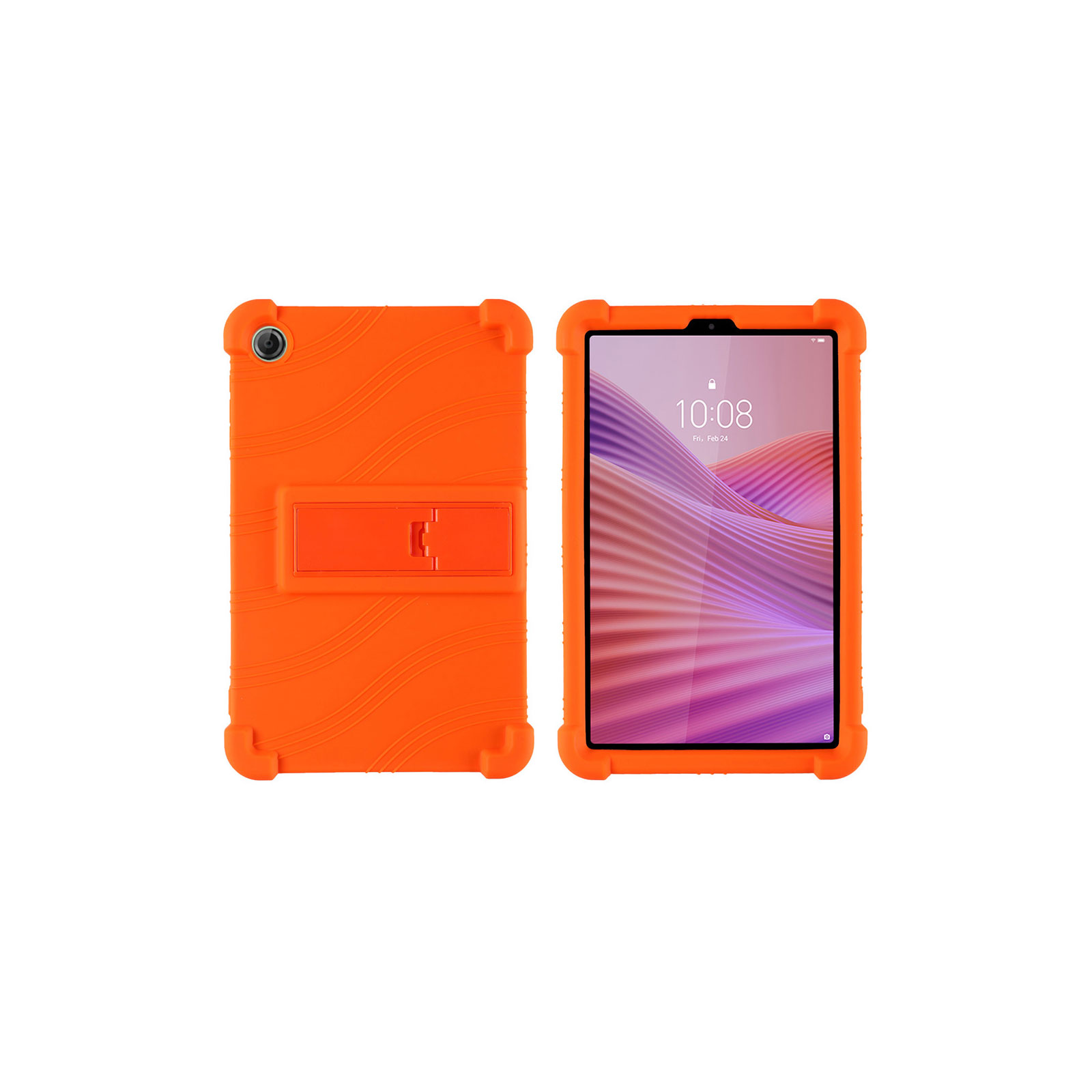 【美品】Lenovo Tab M8 タブレット &ケースカバー（オレンジ色）付 lenovo tab8（タブレットPCケース）（ケース素材：シリコン）｜スマホ