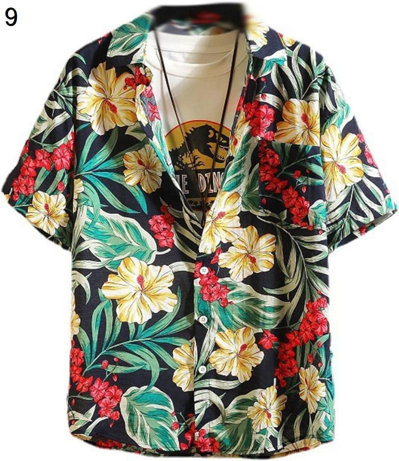 半袖シャツ アロハシャツ メンズ ビーチシャツ 大きいサイズ ハワイアン 花柄 総柄 夏用 薄手 通...