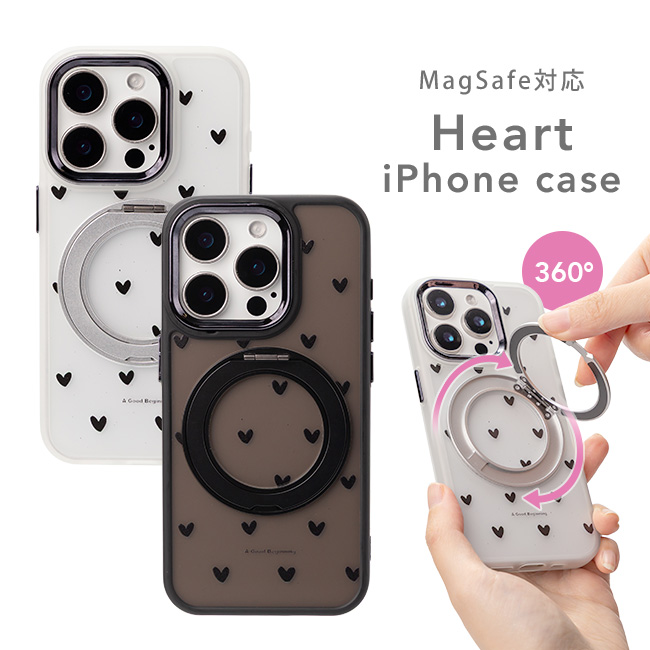 メール便送料無料]ハート柄 MagSafe対応リング付きケース {2}【magsafe