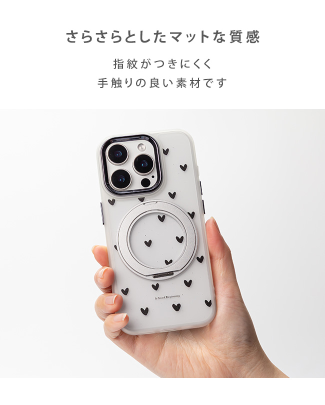 メール便送料無料]ハート柄 MagSafe対応リング付きケース {2}【magsafe