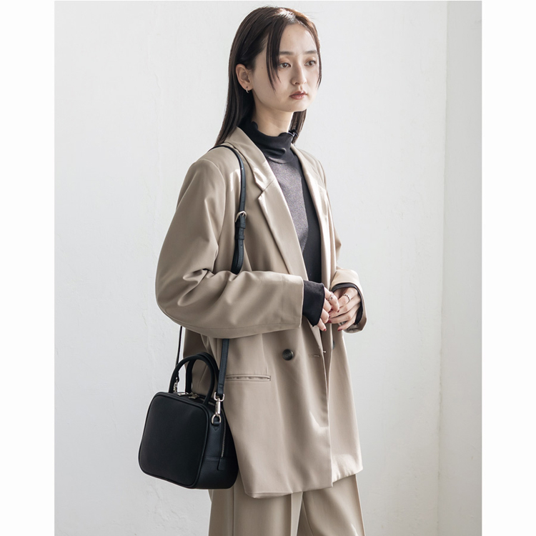 スクエアバッグ レディース 小さめ 本革 2way シュリンクレザー ハンドバッグ ショルダーバッグ 自立 斜めがけ 革バッグ binb-n6202y Depral/デプラルの画像